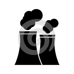 Factory pipe smoke icon in flat style. Vector.