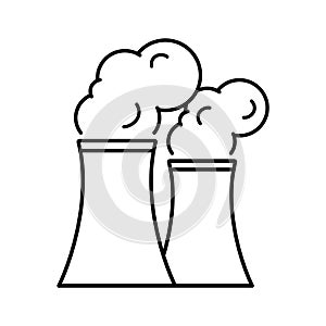 Factory pipe smoke icon in linear style. Vector.