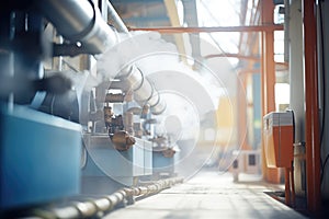 factory pipes steaming during processing