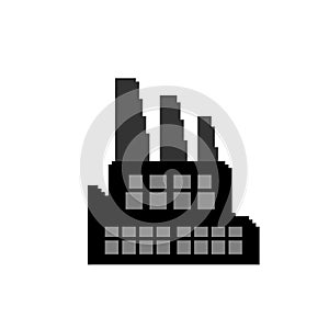 Factory pixel art. plant 8 bit. Pixelate manufactory. vector illustration