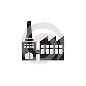 Factory plant -  black icon on white background vector illustration for website, mobile application, presentation, infographic.