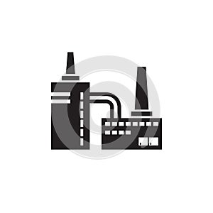 Factory plant -  black icon on white background vector illustration for website, mobile application, presentation, infographic.