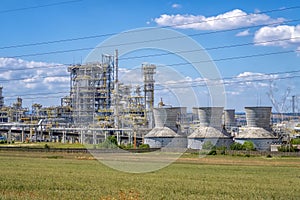 Factory plant and energy industry concept. Oil, gas and petrochemical refinery factory. power and energy business