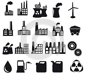 Factory and pollution icons