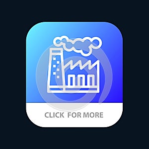Factory, Pollution, Production, Smoke Mobile App Button. Android and IOS Line Version