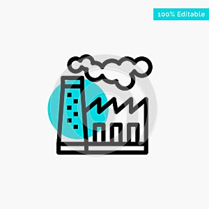 Factory, Pollution, Production, Smoke turquoise highlight circle point Vector icon