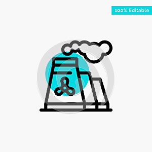 Factory, Pollution, Production, Smoke turquoise highlight circle point Vector icon