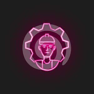 factory, process, worker hand drawn neon style icon. Simple thin line, outline vector of business icons for ui and ux, website or