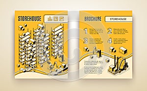 Factory robotized storehouse vector brochure photo