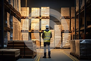 Factory shipping men industrial storage indoors distribution transportation men warehouse occupation package
