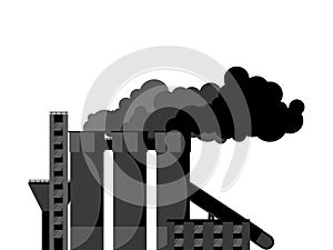 A factory with Smoking pipes of a processing plant, a cement plant