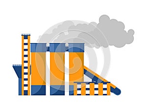 A factory with Smoking pipes of a processing plant, a cement plant