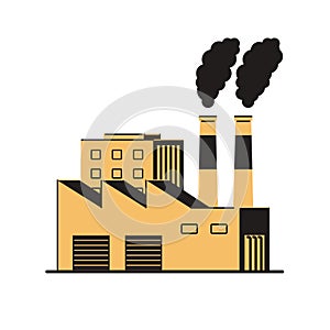 Factory with smoking pipes on a white background.