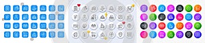 Factory, Square area and Hold box line icons. For web app, printing. Line icons. Vector