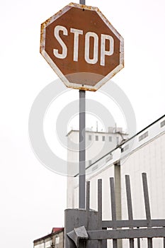 Factory with a stop sign