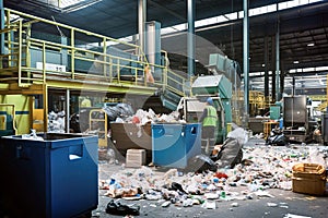 Factory teams coordinate recycling, sorting, and disposal for sustainable waste management.