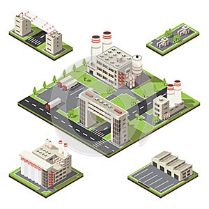 Factory Territory Isometric Composition