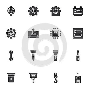 Factory tool vector icons set