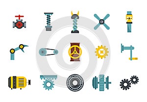 Factory tools icon set, flat style