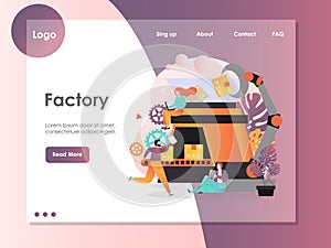 Factory vector website landing page design template