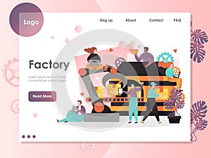 Factory vector website landing page design template