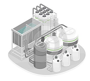 factory wastewater treatment system isometric