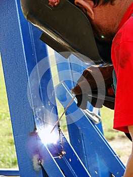 Factory welder at work