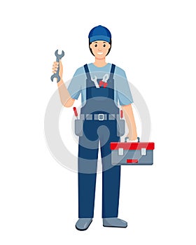 Factory worker, repairman, constructor or builder in uniform