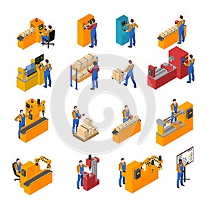 Factory Workers Icons Set