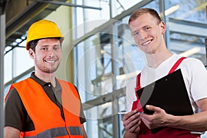 Factory workers and the project manager