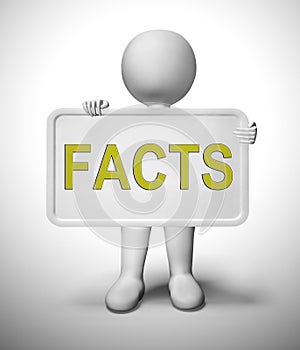 Facts concept icon meaning correct data and detailed description - 3d illustration photo