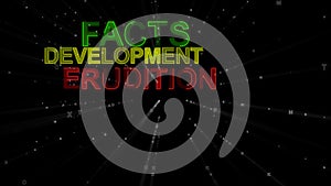 Facts, Development, Erudition as Concept Words photo