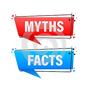 Facts and myths bubble isolated on white background. Symbol, logo illustration. Check mark icon vector design. Character