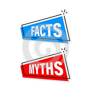 Facts and myths bubble isolated on white background. Symbol, logo illustration. Check mark icon vector design. Character