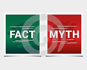 Facts myths sign on square frame template with shadow.