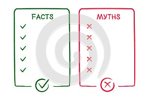 Facts and myths vector frame template handdraw style