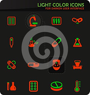 Faculty of biology icons set