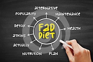 Fad diet - without being a standard dietary recommendation, and often making unreasonable claims for fast weight loss or health