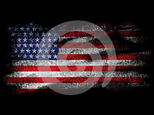 Fade American Flag on Black Blackground