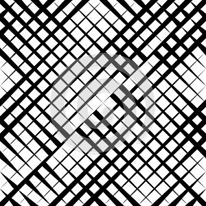 Fade halftone stripe. Diagonal geometric seamless pattern. Cross grid hatch line. Half tone texture. Grating lines background. Une