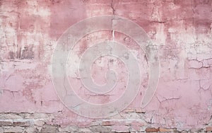 A Faded Beauty: A Weathered Pink Wall with Cracked Paint Revealing Its Story