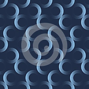 Faded Blue Circle Grid Seamless Pattern Trend Vector Stylish Abstract Background