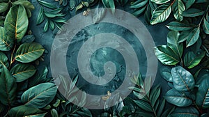 Faded Jungle: A Dark Botanical Background with Tropical Leaves