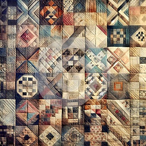 Faded Old Patchwork Quilt Pattern
