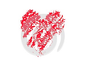Faded red heart vector illustration on white background. St Valentine Day clipart. Chalk texture heart bubble isolated