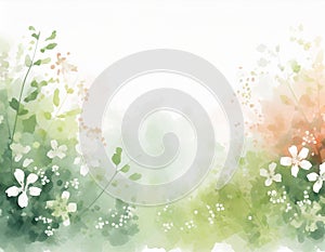 Faded watercolor background with spring flowers