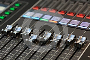Faders of a digital sound mixing console