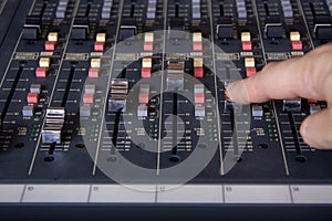 Faders at mixing pult