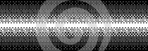 Fading bitmap gradient texture. Black and white dither pattern background. Abstract pixelated glitchy pattern. 8 bit