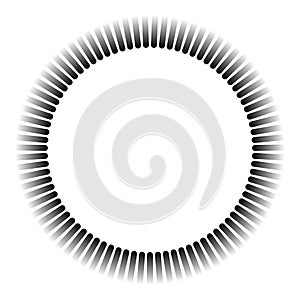 Fading circle lines. Abstract radial pattern. Gradient ring shape. Vector modern design.